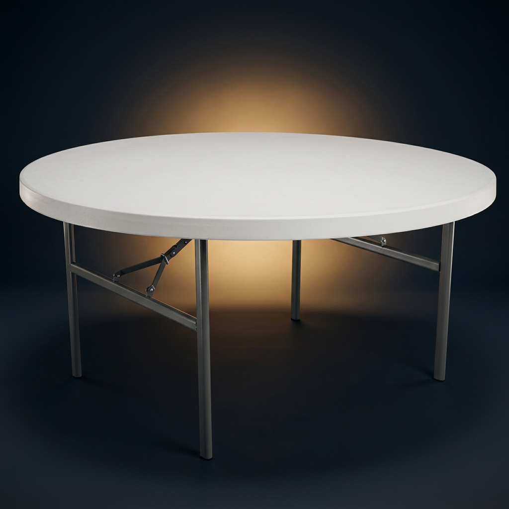 White 60 inch round Lifetime folding table